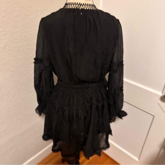 NWT Haute Hippie Lynne Smocked Waist Black Mini Dress - Picture 10 of 13